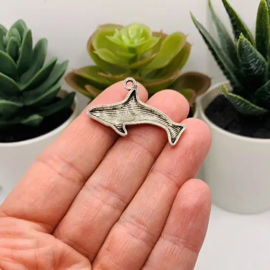 Silver Killer Whale Orca Charms, 33x21mm {3}