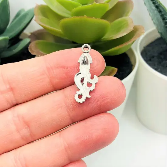 Small Silver Squid Charms, 25x10mm {3}