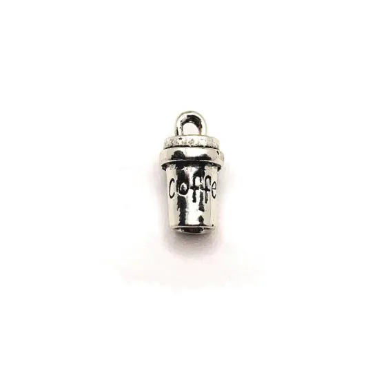 Silver Coffee Cup 3D Charms, 15x8mm {2}