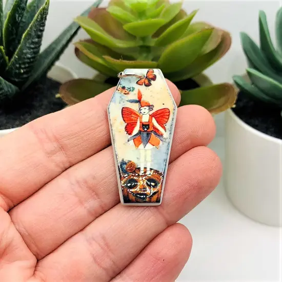 Fall/Autumn Coffin Butterfly Fairy Charms, 41x21mm {2}