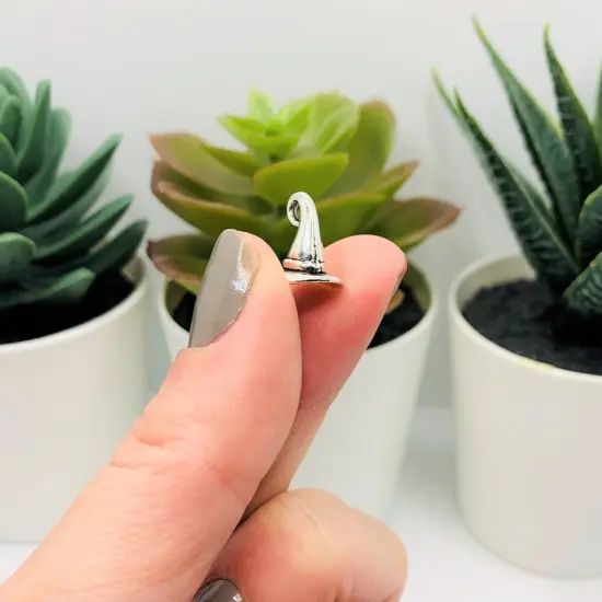 Silver Witch Hat 3D Charms, 11x11mm {3}