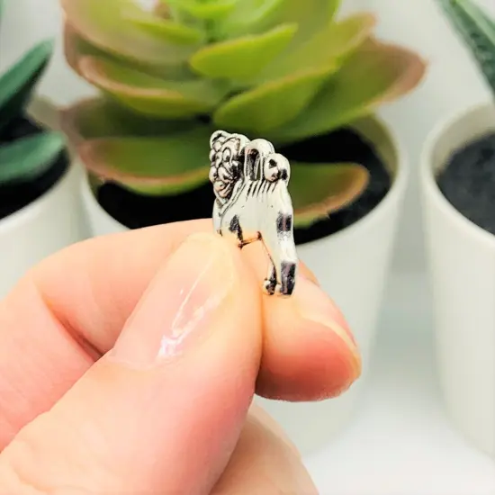 Silver Pug Dog Charms, 16x15mm {4}