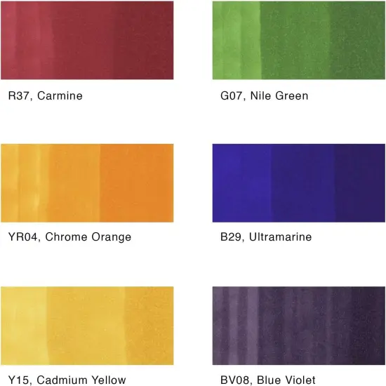 Alcohol Markers - 6 Colors Dual Brush Tip {3}