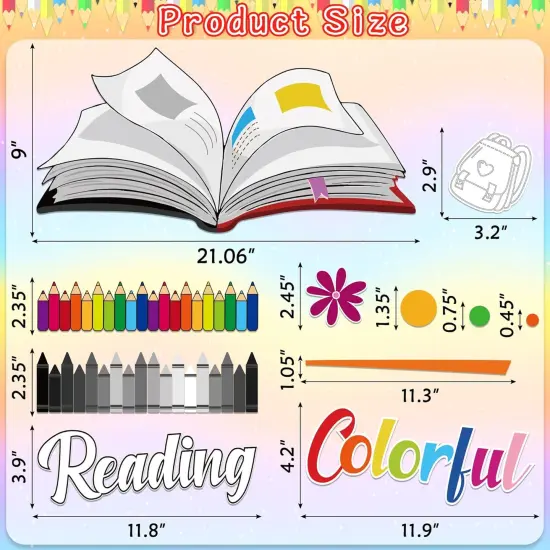 Reading Bulletin Board Decorations Back to School Open Book Cutouts Classroom Library Decor {3}