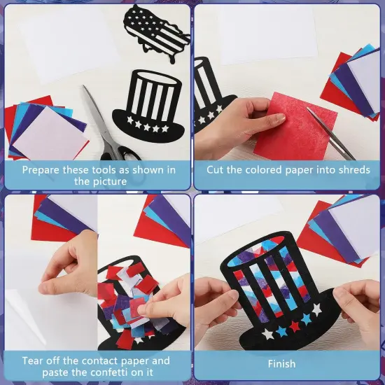 18 Pieces 4th of July Patriotic Suncatcher Paper Kit for Window {3}