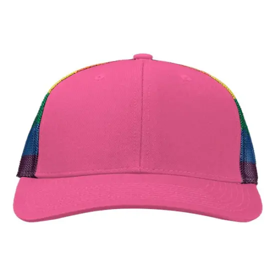 Kati&reg; Printed Mesh Trucker Cap Hot Pink/ Rainbow {1}