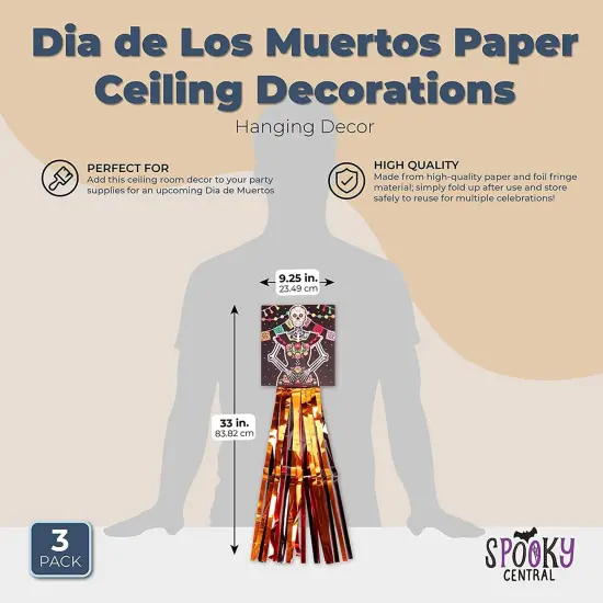 Day of The Dead Hanging Ceiling Party Decorations (33 Inches, 3 Pack) {2}