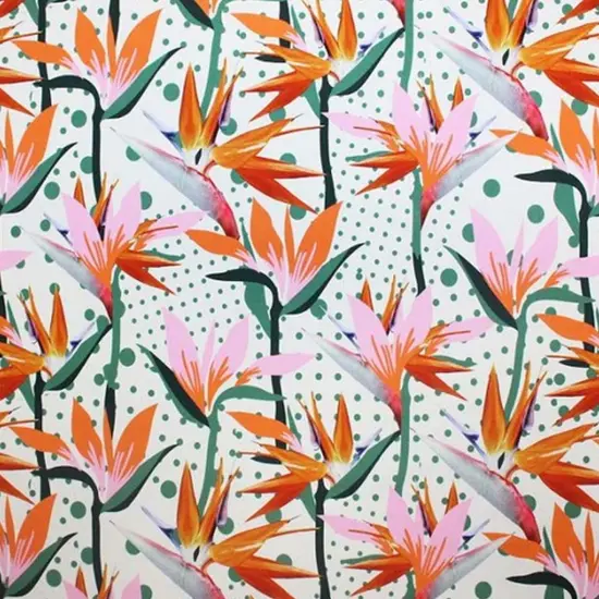 Dotted Birds of Paradise Printed Spandex Fabric {2}
