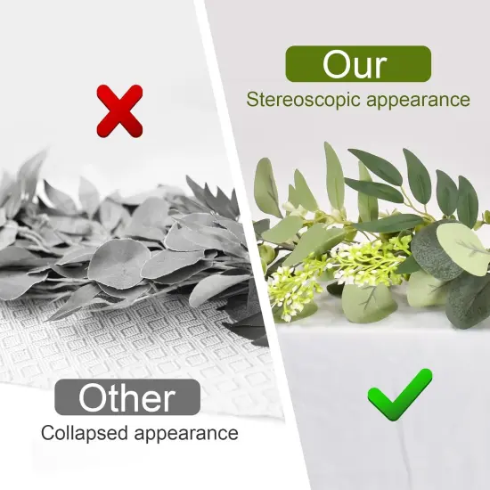 6Ft Eucalyptus Garland, Upgrade Bushy Artificial lvy Greenery Vines with Flower Gypsophila Willow Leaves for Home Wedding Party Table Runner Centerpiece Decor {3}