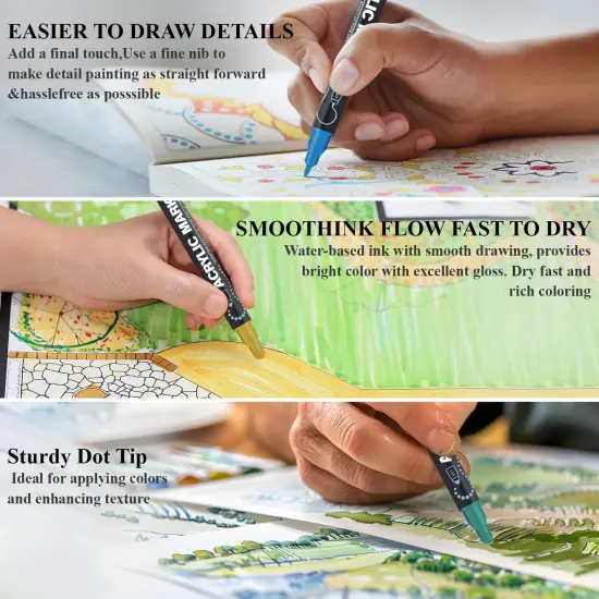 Acrylic Paint Markers, 24 Colors Paint Pens Acrylic Markers, Dual Tip with Dot & Fine Point Acrylic Paint Pens for Rock Painting, Wood, Canvas, Glass, Stone, Ceramic&ndash; Art Supplies & Craft Supplies. {6}