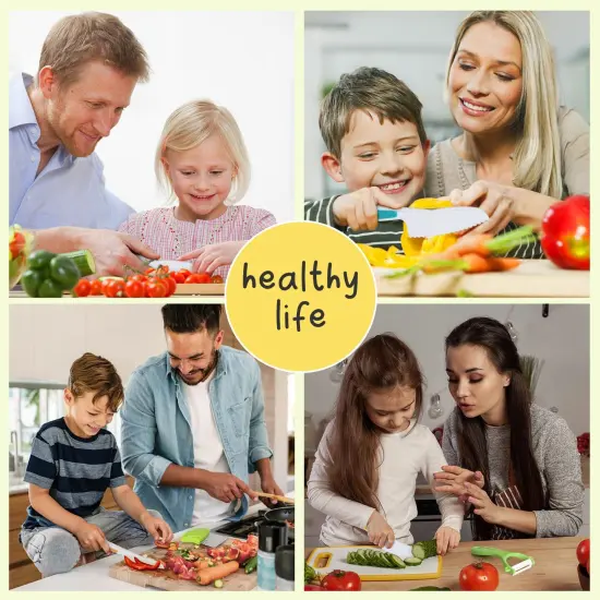 28PCS Toddler Knife Set - Kids Knifes for Real Cooking, Wooden Kids Kitchen Knife Set with Gloves Cutting Board Crinkle Cutters Kid Safe Knives, Toddlers Kitchen Tools {3}