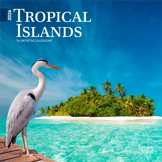 Tropical Islands | 2026 7 x 14 Inch (Hanging) Monthly Mini Wall Calendar {1}