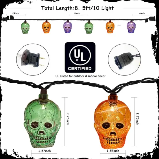 8.5Ft Halloween Skull String Lights {2}