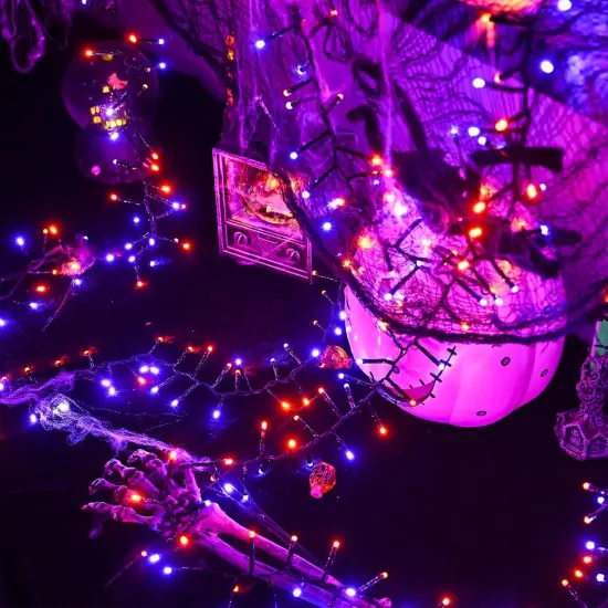Purple and Orange Halloween Lights 400 LED 8Modes {5}