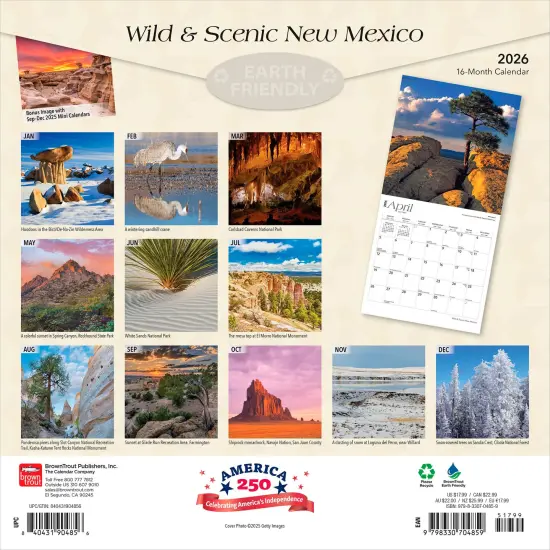 New Mexico Wild & Scenic | 2026 12 x 24 Inch (Hanging) Monthly Square Wall Calendar | Plastic-Free {2}