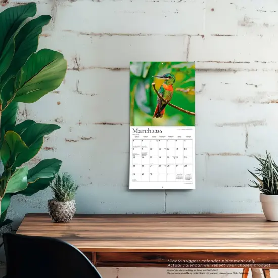 Hummingbirds | 2026 7 x 14 Inch (Hanging) Monthly Mini Wall Calendar | Foil Stamped Cover {5}