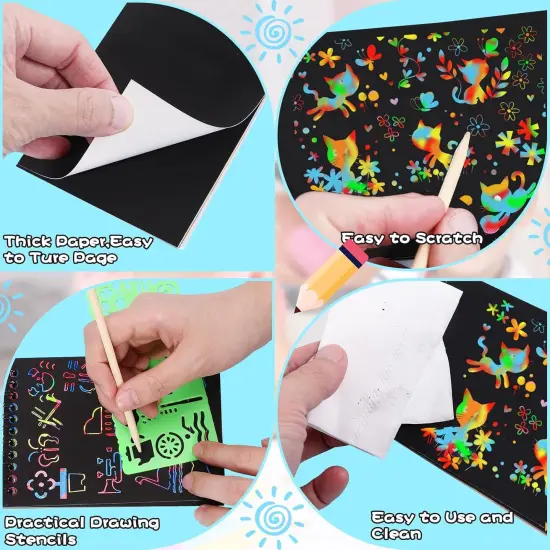24 Pack Rainbow Scratch Notebook,Scratch Paper Art for Kids {4}