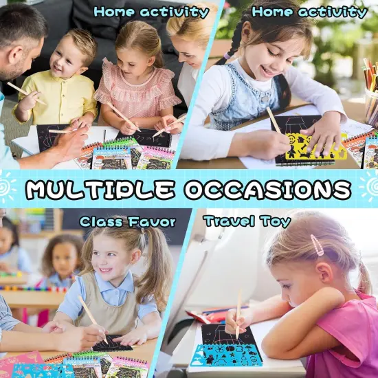 24 Pack Rainbow Scratch Notebook,Scratch Paper Art for Kids {10}