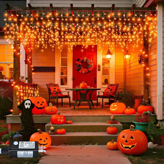 33ft 400 LED Orange Lights for Halloween {1}
