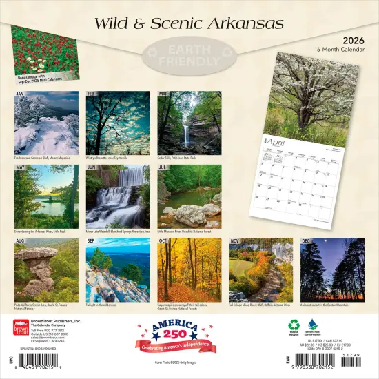 Arkansas Wild & Scenic | 2026 12 x 24 Inch (Hanging) Monthly Square Wall Calendar | Plastic-Free {2}