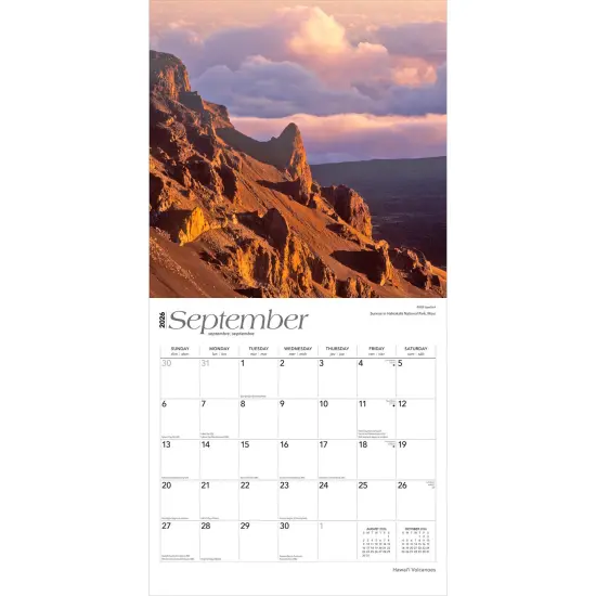 Hawaii Volcanoes | 2026 12 x 24 Inch (Hanging) Monthly Square Wall Calendar | Plastic-Free {4}