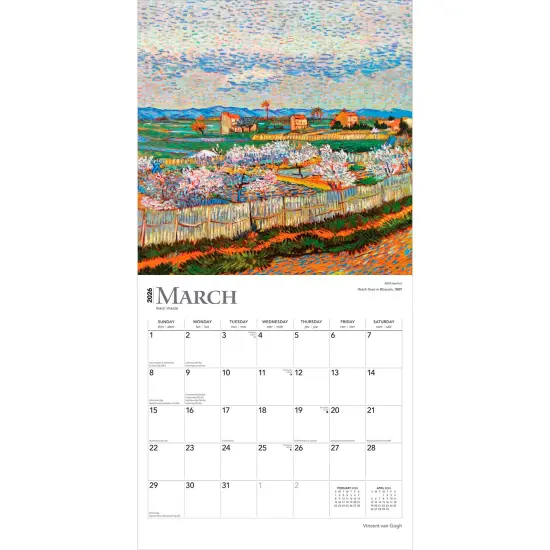 Vincent van Gogh | 2026 12 x 24 Inch (Hanging) Monthly Square Wall Calendar | Plastic-Free {3}