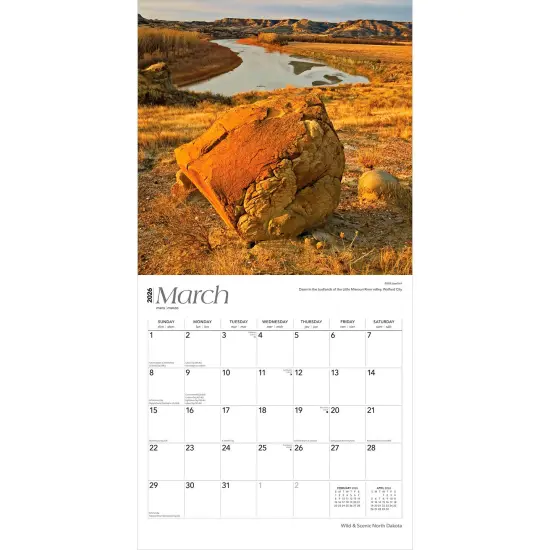 North Dakota Wild & Scenic | 2026 12 x 24 Inch (Hanging) Monthly Square Wall Calendar | Plastic-Free {3}