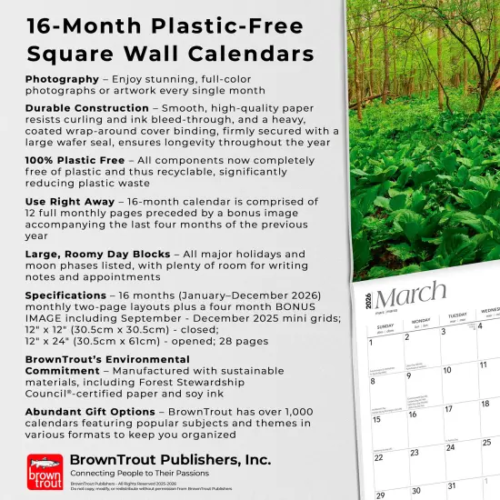 Ohio Nature | 2026 12 x 24 Inch (Hanging) Monthly Square Wall Calendar | Plastic-Free {6}