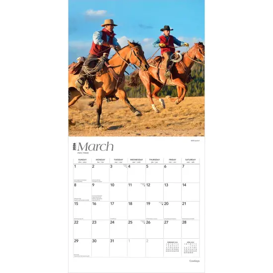 Cowboys | 2026 12 x 24 Inch (Hanging) Monthly Square Wall Calendar | Plastic-Free {3}