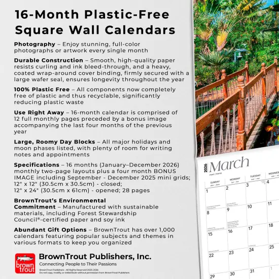 Sunshine State | Florida Places | 2026 12 x 24 Inch (Hanging) Monthly Square Wall Calendar | Plastic-Free {6}