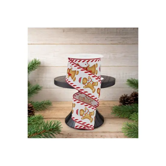 2.5" Gingerbread Boy Girl Ribbon: White/Ice Blue (10 Yards) {3}