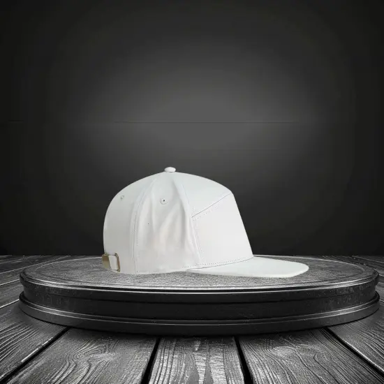 1 Count Stylish Hybrid Flat Bill Cap 100 Percent Cotton Twill with Adjustable Strap Back White {7}