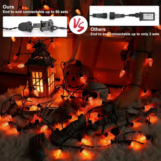 16ft 25 LED C9 Orange Halloween Lights {3}