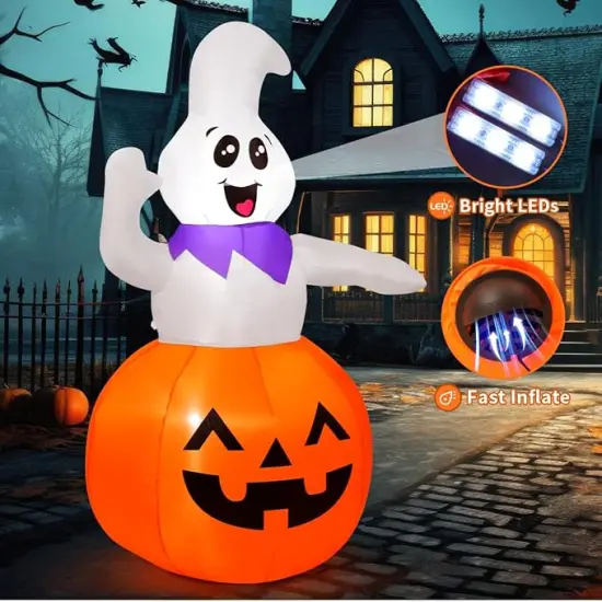 Halloween Inflatable Cute Pumpkin Ghost Outdoor {3}