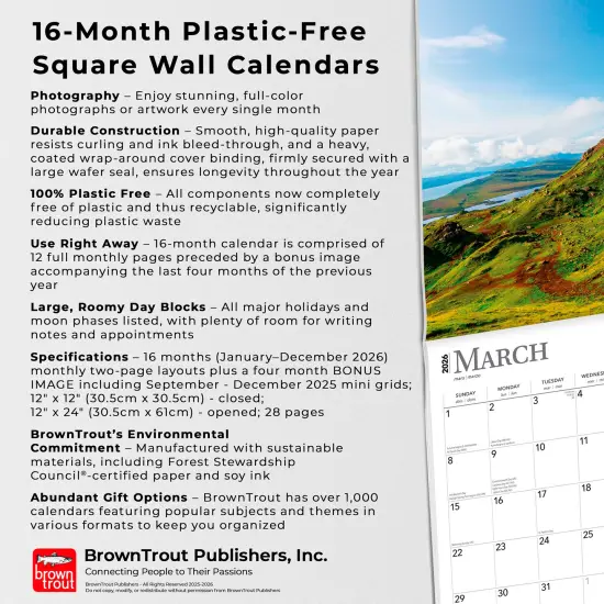 Scotland | 2026 12 x 24 Inch (Hanging) Monthly Square Wall Calendar | Plastic-Free {6}