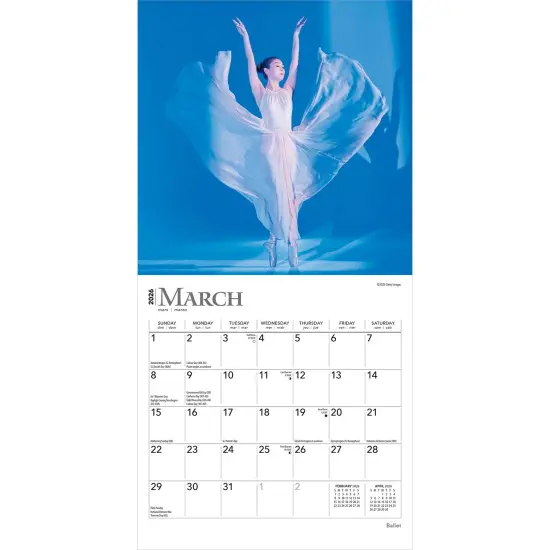 Ballet | 2026 7 x 14 Inch (Hanging) Monthly Mini Wall Calendar {3}