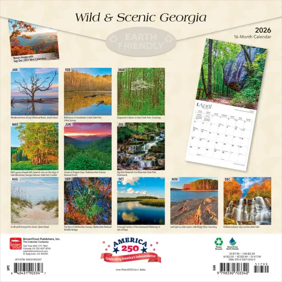 Georgia Wild & Scenic | 2026 12 x 24 Inch (Hanging) Monthly Square Wall Calendar | Plastic-Free {2}