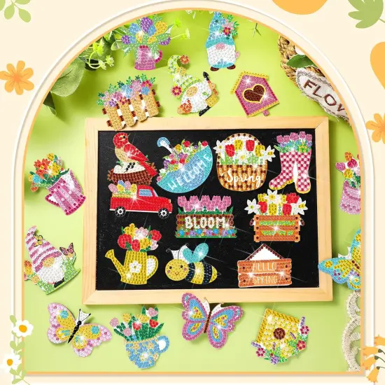 24 Pieces Spring Easter Diamond Magnetic Painting Art {5}