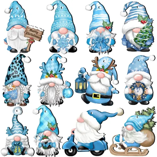 24 Pieces Christmas Gnome Wooden Hanging Ornaments, Wood Decor for Tree Decoration, Santa Doll Craft, Elf Party Supplies (Xmas-Gnomes-C) {1}