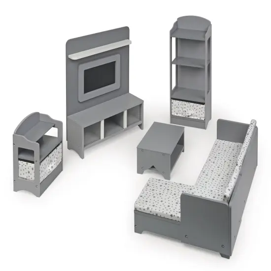 Badger Basket Media Room Furniture Set for 18 inch Dolls - Gray/White {1}
