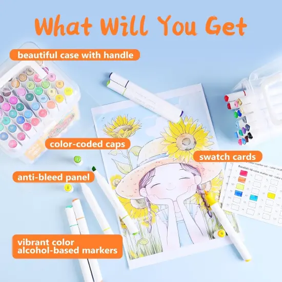 Alcohol Markers Brush Tip 48 Colors - Dual Tip {5}