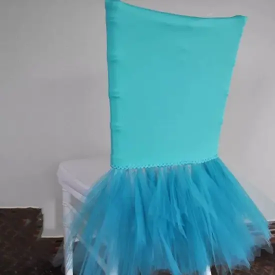 1 Piece Tiff Blue Or Aqua Blue Ballerina Spandex Chiavari Chair Cover Sleek Stretch Fit with Flowing Skirt {3}