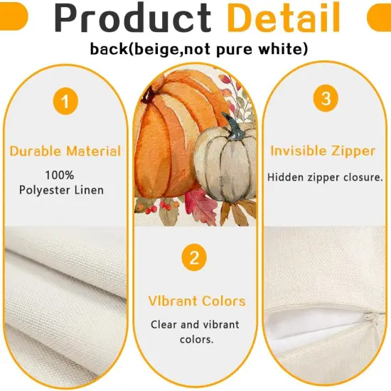 Fall Pumpkin Throw Pillow Covers - 12x20 Inch {4}