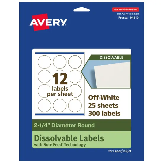 Avery Dissolvable Labels, 2.25" Diameter Round {1}
