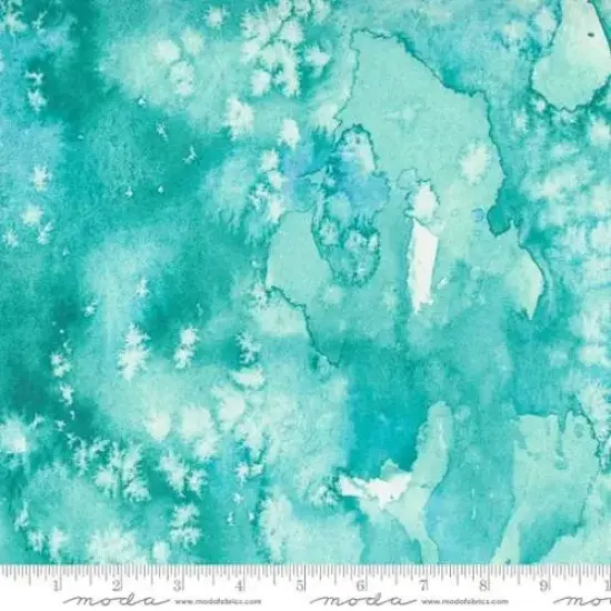 Blue Aqua Frost Flow Basic Watercolor Painting 44"/45" Fabric Per Yard {1}