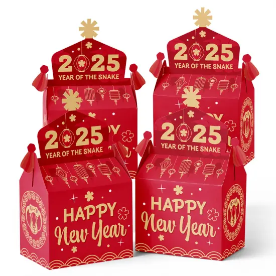 Big Dot of Happiness Lunar New Year - Treat Box Party Favors - 2025 Year of the Snake Goodie Gable Boxes - Set of 12 {1}
