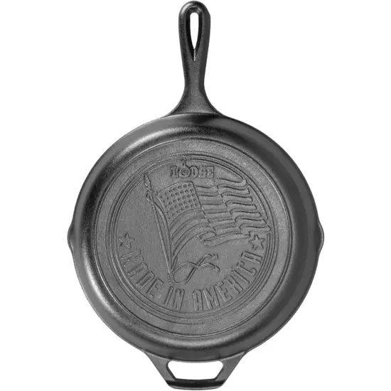 Lodge Cast Iron Skillet, 10.25 inch diameter with Assist Handle and Distinctive American Flag Design, Pre-Seasoned and Made in USA {1}