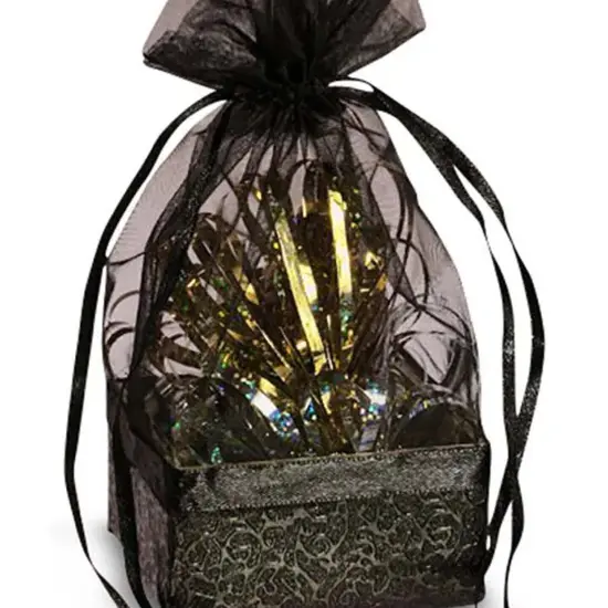 Box On The Bottom Organza Bags 2 1/2 '' X 2 7/8 '' X 6 1/2 '' Favors Black {4}