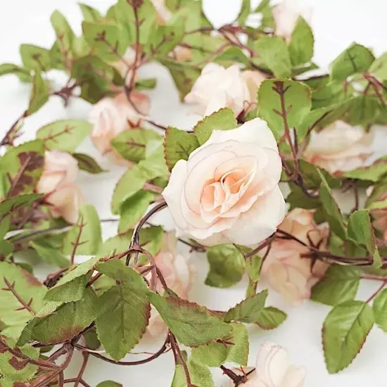 7 feet Blush Roses Leaves FAIRY LIGHTS Battery Operated LED Garland Party Events {2}