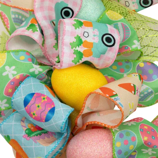 Northlight Pastel Easter Egg and Ribbons Wreath - 22" Green {6}